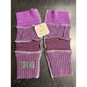 NWT JAX Handmade Fingerless Gloves Wrist Warmers Upcycled Sweater Knit Purple